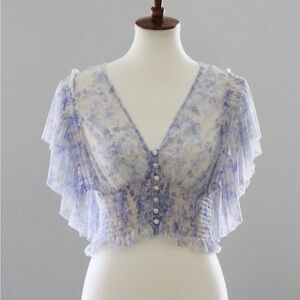 Free People Floral Sheer Blouse - Lavender